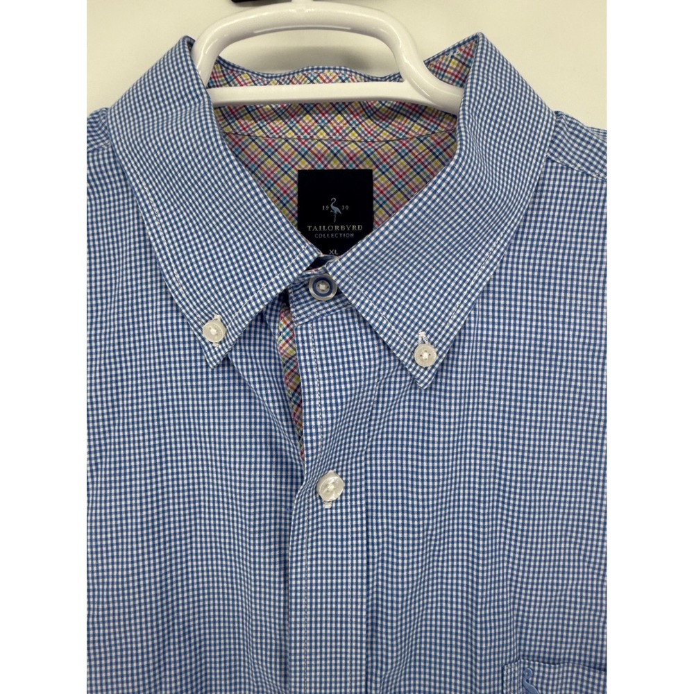 Tailorbyrd Collection XL Blue Gingham ButtonDown LongSleeve Flip Cuff‎ Shirt